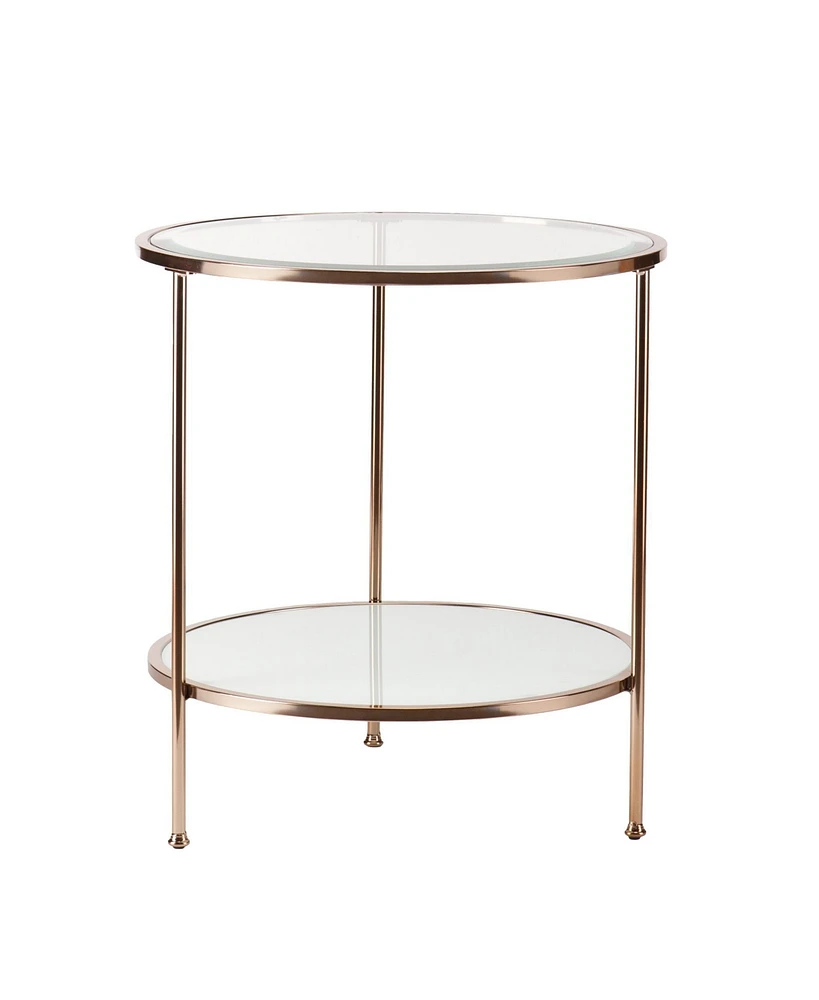 Round End Table with Shelf for Living Room or Bedroom Storage
