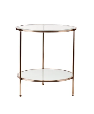 Round End Table with Shelf for Living Room or Bedroom Storage