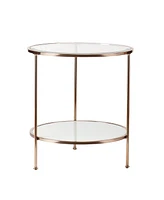 Round End Table with Shelf for Living Room or Bedroom Storage