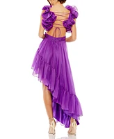 Mac Duggal Women's Ruffle Tiered Cut-Out Chiffon High Low Gown