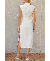 Crescent Women's Lelina Wrap Linen Midi Dress