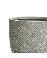LuxenHome Misty Gray Glen Pattern -Inch Tall MgO Round Planter