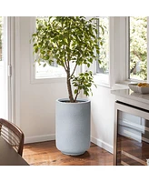 LuxenHome Minimalistic Modern Gray 23-Inch Tall Round MgO Planter