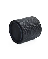LuxenHome Set of 2 Black Dimpled Metal Cachepot Planters with Black Metal Legs
