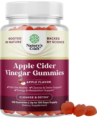 Apple Cider Vinegar Gummies | Natural Energy Supplement Acv + Mother for Body Cleanse Immune Support | 120ct