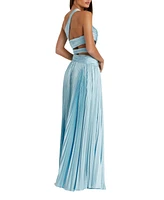 Mac Duggal Women's One Shoulder Pleated Charmeuse Gown with Slit