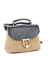 Pre-Owned Salvatore Ferragamo Small Margot Satchel Wicker with Leather