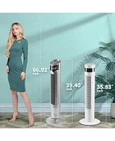 Cowsar Tower Fan 360°Oscillating Fan Quiet Cooling 24H Timer Remote Control Powerful Standing 8 Wind Speed 3 Wind Modes Ionizer Mode Bladeless Po