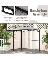 10.5 x 5 Ft Grill Gazebo with Side Awning and Double-Tiered Top