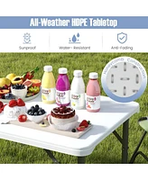 4 Feet Portable Camping Table with Hdpe Tabletop and Metal Legs