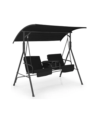 Porch Swing Chair with Adjustable Canopy