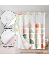 Americanflat 72x75 Hookless Shower Curtain - Abstract Shower Curtain with Sheer Panel, Snap-In