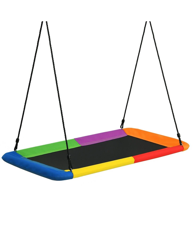 60 Inches Platform Tree Swing Outdoor with 2 Hanging Straps