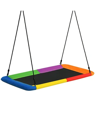 60 Inches Platform Tree Swing Outdoor with 2 Hanging Straps