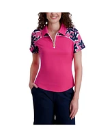 Stella Parker Women's 1/2 Zip Contrast Short Sleeve Polo