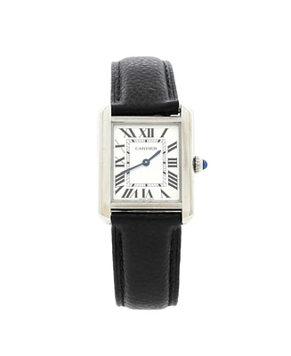 Pre-Owned Cartier Tank Solo Quartz Watch in Stainless Steel and Leather 24mm
