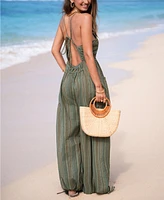 Cupshe Women's Forest Glow Striped Jumpsuit