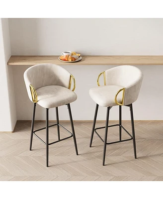 Set of 2 30 Inch Swivel Bar Stools with Upholstered Seats and Metal Legs Modern Counter Height Dining Chairs for Kitchen Island or Restaurant Use-The