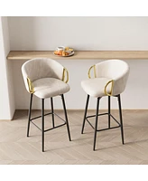 Set of 2 30 Inch Swivel Bar Stools with Upholstered Seats and Metal Legs Modern Counter Height Dining Chairs for Kitchen Island or Restaurant Use-The
