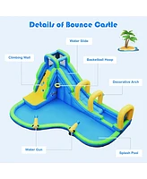 Inflatable Water Slide Kids Bounce House with Water Cannons and Hose without Blower