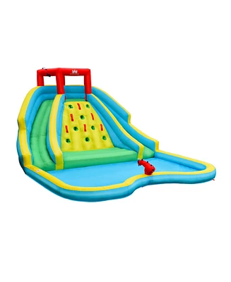 Inflatable Water Park Bounce House with Double Slide and Climbing Wall