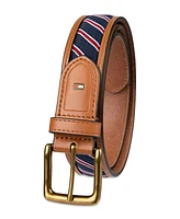 Tommy Hilfiger Men's Prep Striped Ribbon Inlay Casual Belt
