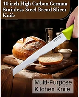 Cook N Home 10-Inch Bread Slicer Knife,Wavy Serrated High Carbon German Stainless Steel Sharp Kitchen Knife, Ergonomic Handle