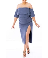 Dai Moda Plus Bridgett High Waist Midi Skirt