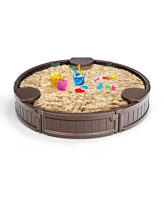 Sandbox with Built-in Corner Seat and Cover