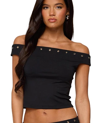 Edikted Women's Neriah Grommet Off Shoulder Top