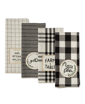 Design Imports Farm to Table Embellished Cotton Dishtowel Set, 18" x 28"