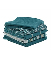 Design Imports Assorted Everyday Cotton Dishtowel and Dishcloth, Set of 5