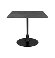 Black Square Dining Table with Sturdy Steel Pedestal Base – Modern Design for Kitchen or Dining Room