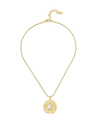 Robert Lee Morris Soho Faux Cultivated Pearl Textured Coin Pendant Necklace