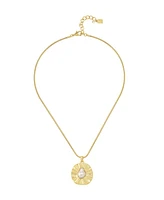 Robert Lee Morris Soho Faux Cultivated Pearl Textured Coin Pendant Necklace