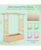 Wooden Raised Garden Bed Planter Box with Trellis and Hanging Roof