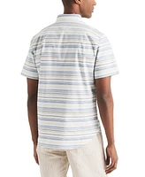 Nautica Men's Short Sleeve Striped Button-Down Oxford Shirt