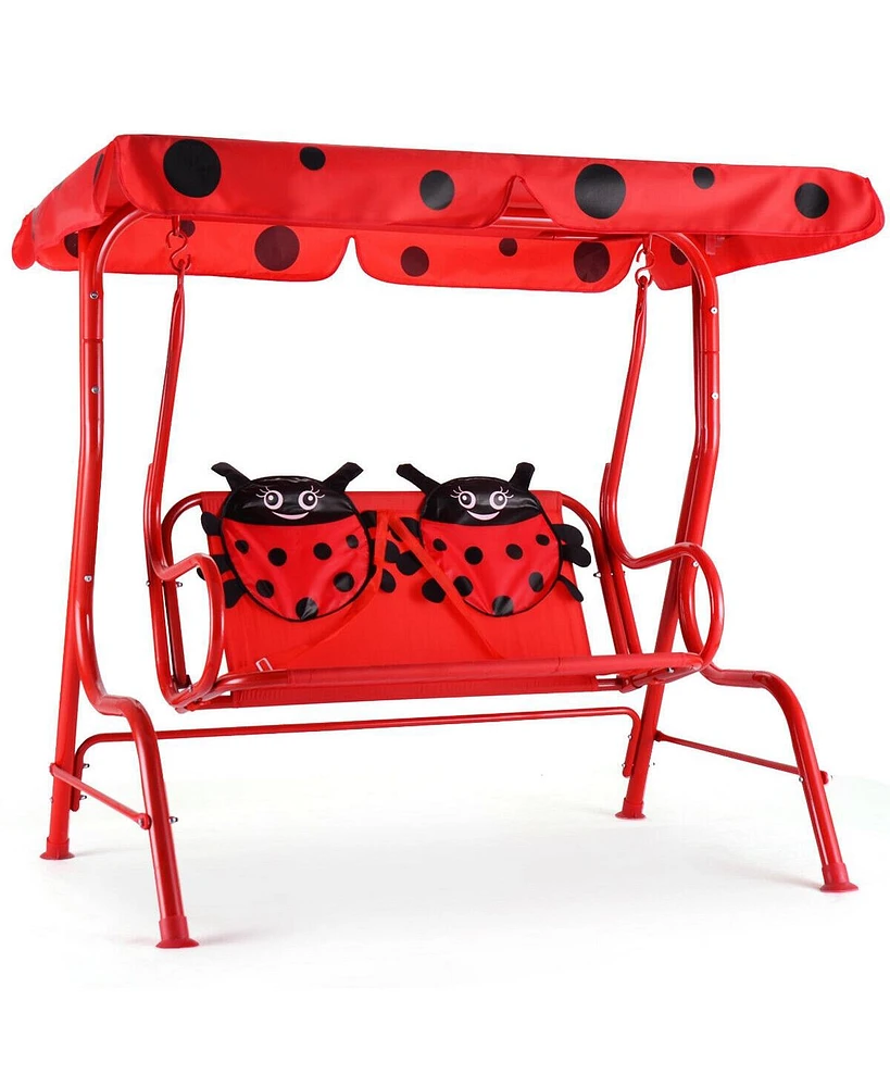 2 Person Kids Patio Swing Porch Bench with Canopy