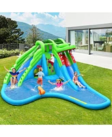 7-in-1 Inflatable Bounce House with Splashing Pool without Blower