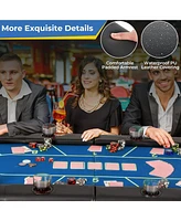 72 x 36 30.5 Inch Foldable Poker Table with 8 Cup Holders