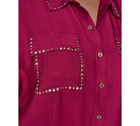 Karl Lagerfeld Paris Stud-Embellished Button-Front Shirt