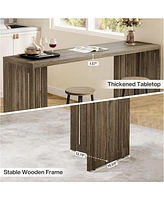 Tribesigns Bar Table, 63-Inch Counter Height Pub Table, Industrial Bar Height Table, Rectangular High Top Kitchen & Dining Counter Tables with Louvere