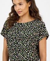 Ak Anne Klein Petite Dot-Print Top