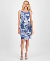 Robbie Bee Women's Printed Sarong Sleeveless Sheath Dress
