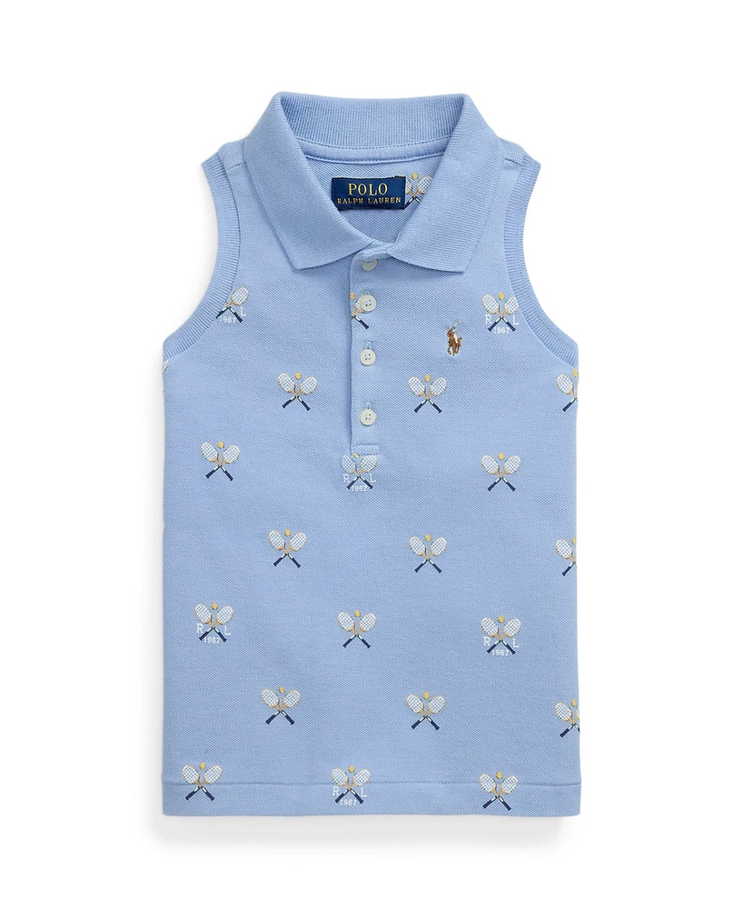 Polo Ralph Lauren Toddler and Little Girls Tennis Print Mesh Sleeveless Shirt