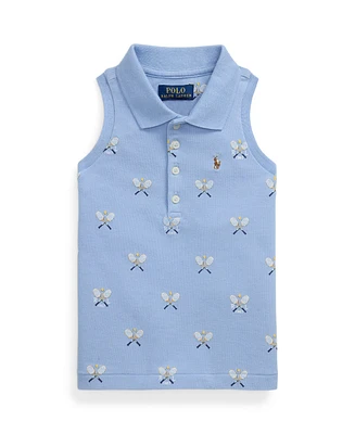 Polo Ralph Lauren Toddler and Little Girls Tennis Print Mesh Sleeveless Shirt