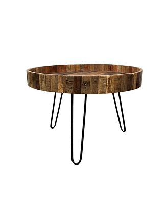 Stylish Solid Wood and Iron Round End Tables for Contemporary Spaces