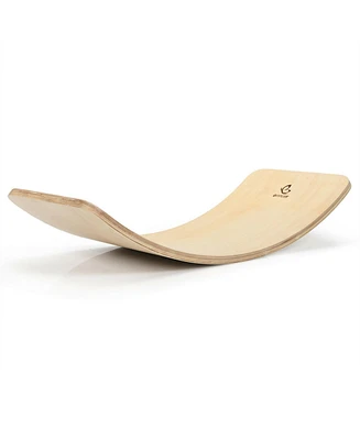 Wooden Wobble Balance Board Kids 35'' Rocker Yoga Curvy Board Toy with Felt Layer