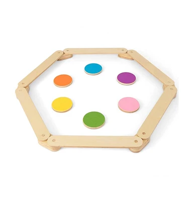 12-Piece Kids Wooden Balance Beam with Colorful Steeping Stones