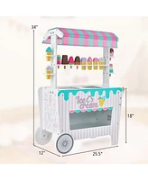 Kids Ice Cream Cart Playset with Display Rack and Accessories